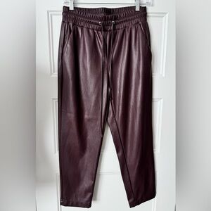 Loft Faux Leather Cropped Pull On Pants Size Petite Small